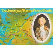 Journeys Of Bonnie Prince Charlie Scottish Jacobite Map Postcard