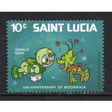 St. Lucia - 1980 - 10c 10th Anniversary of Moonwalk (sg490) Mint Hinged