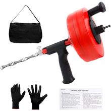 Drain Auger, 50FT Drain Snake Plumbing Snake Clog Remover with Drill Adapter, Si