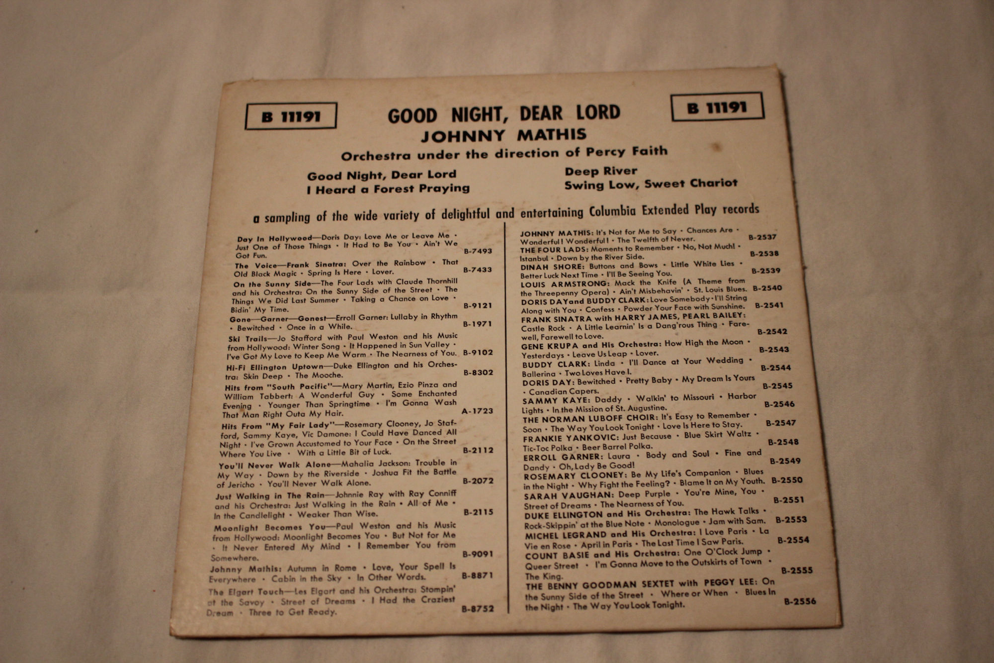 Johnny Mathis Ep Johnny Mathis EP with Original Cover-GOOD NIGHT, DEAR LORD on eBid ...