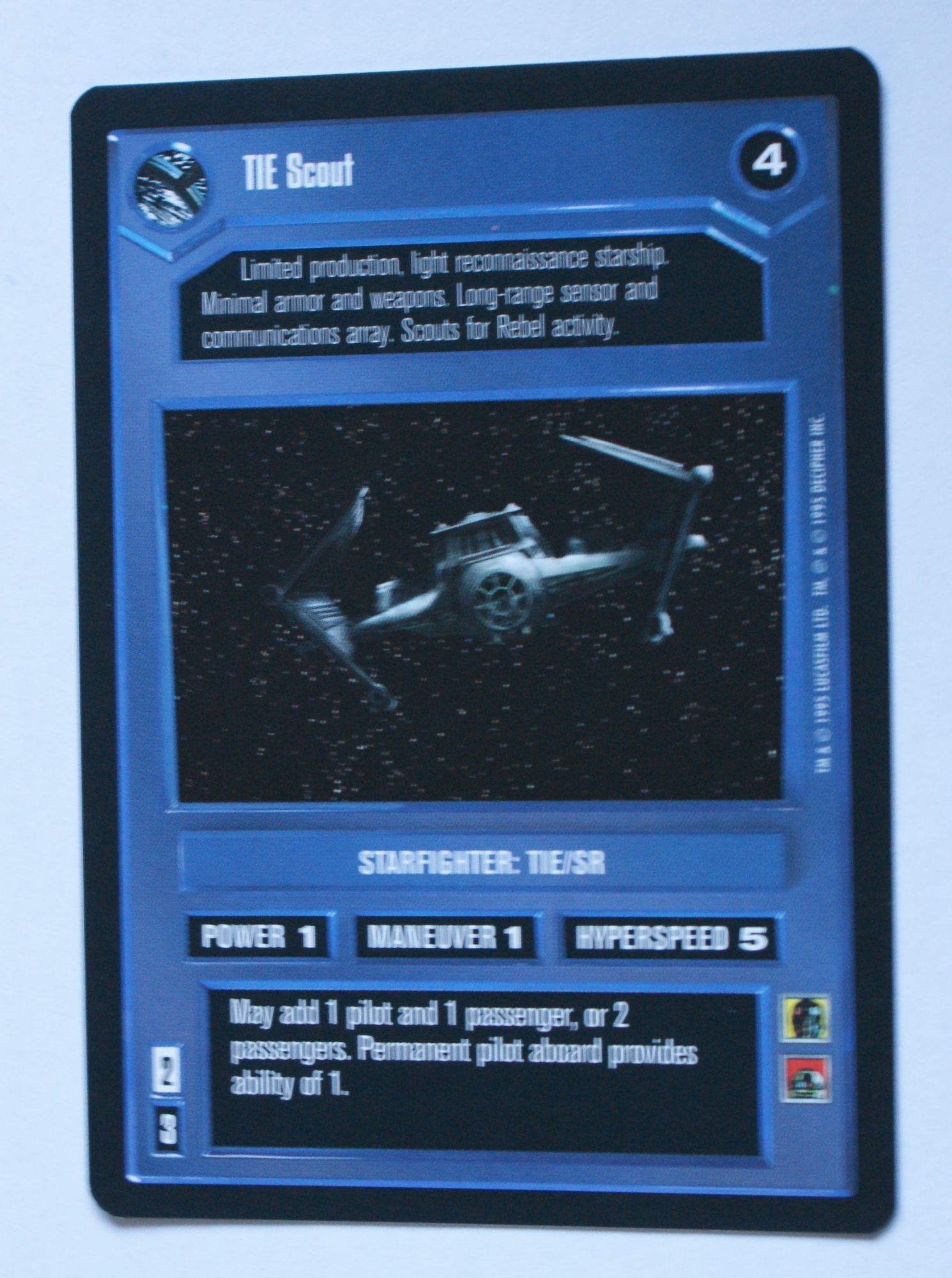 Star Wars CCG: Premier Limited # TIE Scout (A) dark 1995 decipher ...