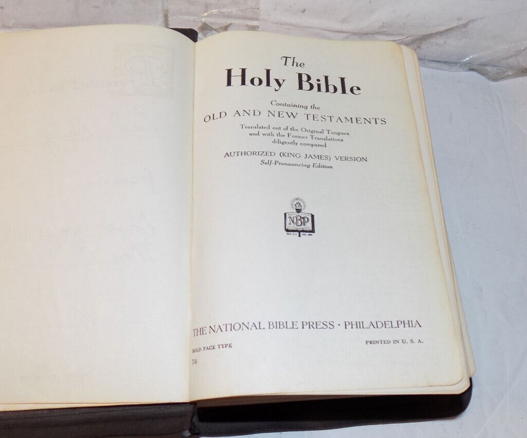 Holy Bible KJV Self Pronouncing Loyal Lodge 480 National Bible Press ...