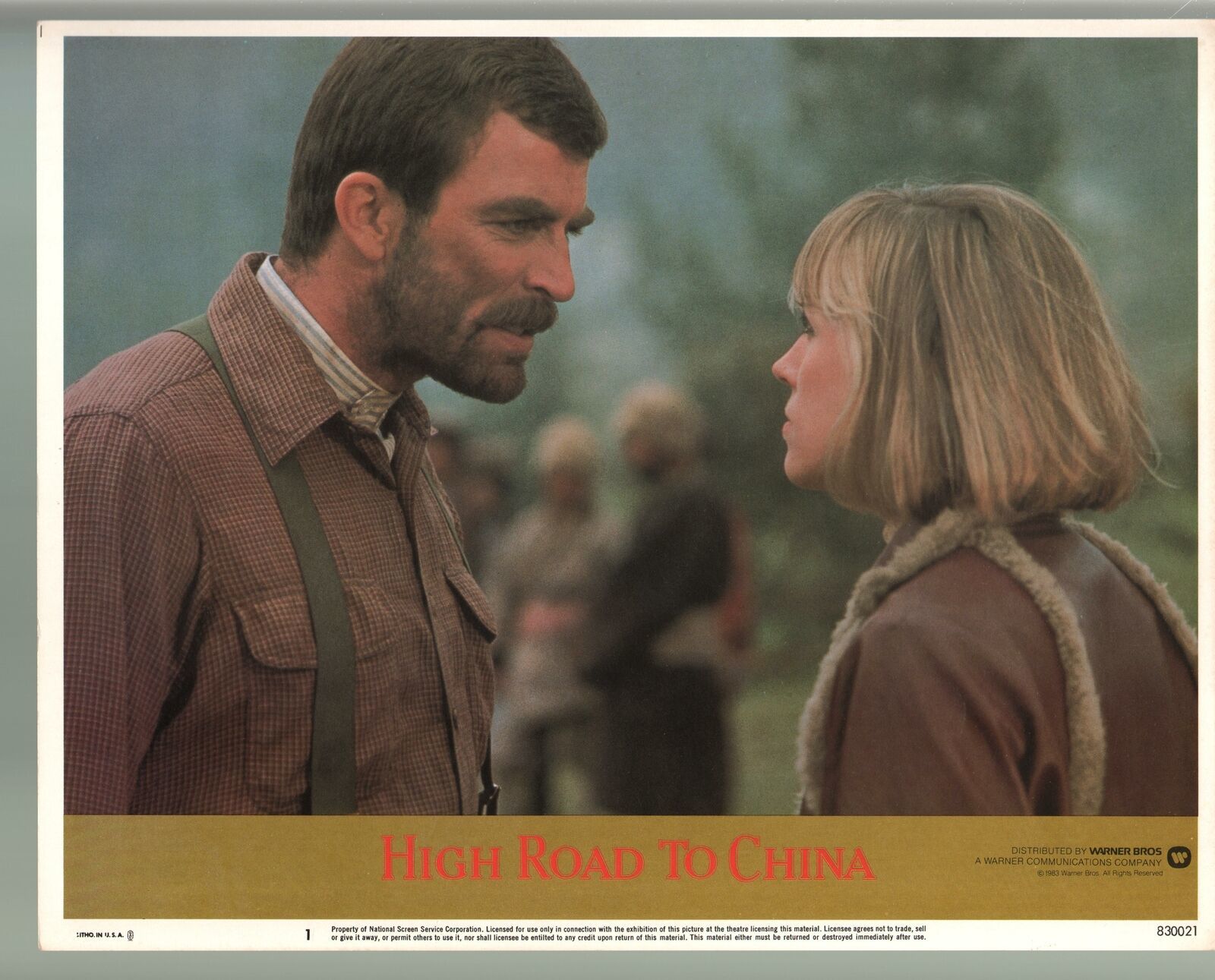 High Road To China Tom Selleck Bess Armstrong Color Lobby Card 11x14 On High Road To China Tom Selleck Bess Armstrong Color Lobby Card 11x14 On