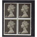 1967 GB Q.E.11 4D DEEP OLIVE-BROWN BLOCK mnh SG732
