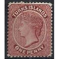 Turks Islands 1889 SG62 1d Crimson-Lake Mounted...