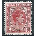 St Kitts-Nevis 1943 SG69a 1d Carmine Mounted Mi...