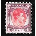MALACCA MALAYA 1949 KG6 40c SG13 13 SG RED PURP...