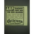 1940 Cuticura Ointment Ad - ARP Instant First A...
