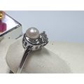 Estate 5.5mm Natural Cultured Pearl & White Sap...