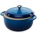 6 Quart Large Blue Enamel Cast-Iron Dutch Oven ...