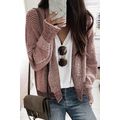 Peach Blossom Plaid Contrast Trim Open Front Ca...