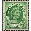 RHODESIA & NYASALAND, Queen Elizabeth II, green...
