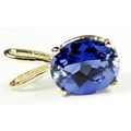 Created Blue Sapphire, 14KY Gold Pendant, P002