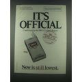 1985 Now Cigarettes Ad - It's Official