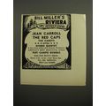 1952 Bill Miller's Riviera Ad - Jean Carroll Th...