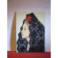SPANISH GIRL IN LACE HEADWARE, novelty unused postcard from Spain . =