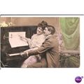 piano lesson postcard vintage 3169/4 rp