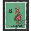 SINGAPORE 1968 10c BHARATHA NATYAM SG105 FINE USED