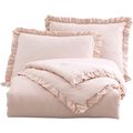 Queen Oversized Pink Ruffled Edge Microfiber Co...