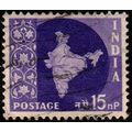 India 1957 Map 15np Used Stamp..