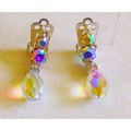Earrings Aurora Borealis Crystal Pear Drop Clip...