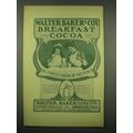 1902 Baker's Breakfast Cocoa Ad - The Finest Co...
