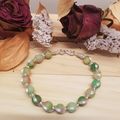 Handmade Sherbet Lime Bead Silver Tone Wire Wra...