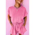 Bonbon Mineral Wash Drawstring Waist Hollow Out...