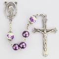 Purple Pearl Rosary with Ceramic Flower Beads, ...