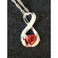 Necklace Heart Shape Red Ruby Infinity Necklace...