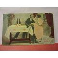 HER MISSUS IS OUT humour used antique postcard ...