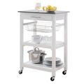 White Stainless Steel Top Kitchen Cart with Dra...