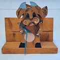 Wood COW NAPKIN Holder Stand Tabletop Counter D...