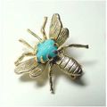 Golden Fly Pin With Stone