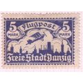 Danzig (Germany) stamps 1923 - 5pf blue Airmail...