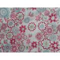 Pink, green floral cotton fabric square 48cms x...