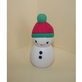 Plastic Snowman Play Figure with Pink & Green Hat