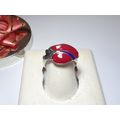 Estate Red & Blue Enamel Sterling Silver 925 WJ...