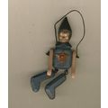 Small Christmas Ornament: Painted Wood Moveable Pinocchio