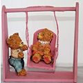 Vintage Hand Painted Polyresin Teddy Bears on a...