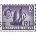 SINGAPORE, Elizabeth II, Tonkong, violet 1955, 10c, #5