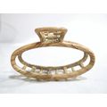 Faux bamboo wood medium/small metal oval hair c...