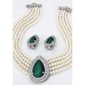 Multi Chain Faux Pearl Necklace and Earring Set...
