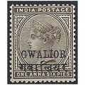 Gwailor 1889 SG20 1a6p Sepia Mounted Mint . .