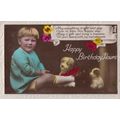 Child With Toy Dog Dogs Antique Happy Birthday ...