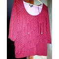 AGB Women Blouse Size XL Red & Black Wrinkle Fr...
