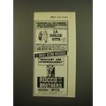 1961 Astor Movies Advertisement - La Dolce Vita and Rocco and his Brothers
