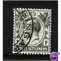 MALAYSIA STRAITS SETTLEMENTS 1919 SG194 1c BLAC...