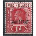 Virgin Islands 1916 SG78c 1d Scarlet WAR STAMP ...