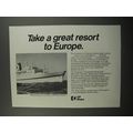 1970 Canadian Pacific CP Ships Ad - Take a great resort to Europe